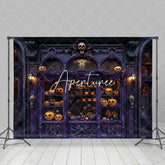 Aperturee - Thrilling Purple Wall Pumpkins Halloween Backdrop
